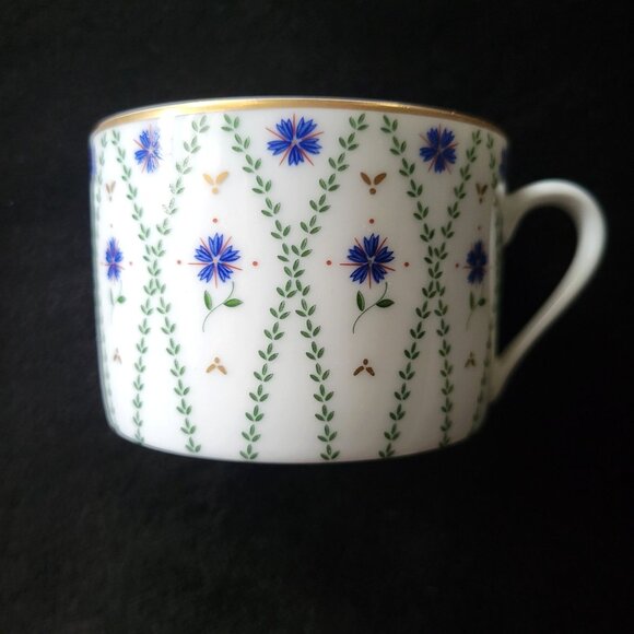 Philippe Deshoulieres Barbizon Flat Cup & Saucer Set With Blue Floral & Gold Acc - Picture 6 of 10